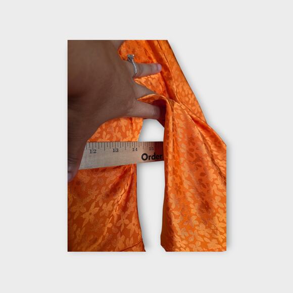 Significant Other Women's Isabel Romper Orange XS Flare Sleeve Ring Cutout Satin - Picture 7 of 11